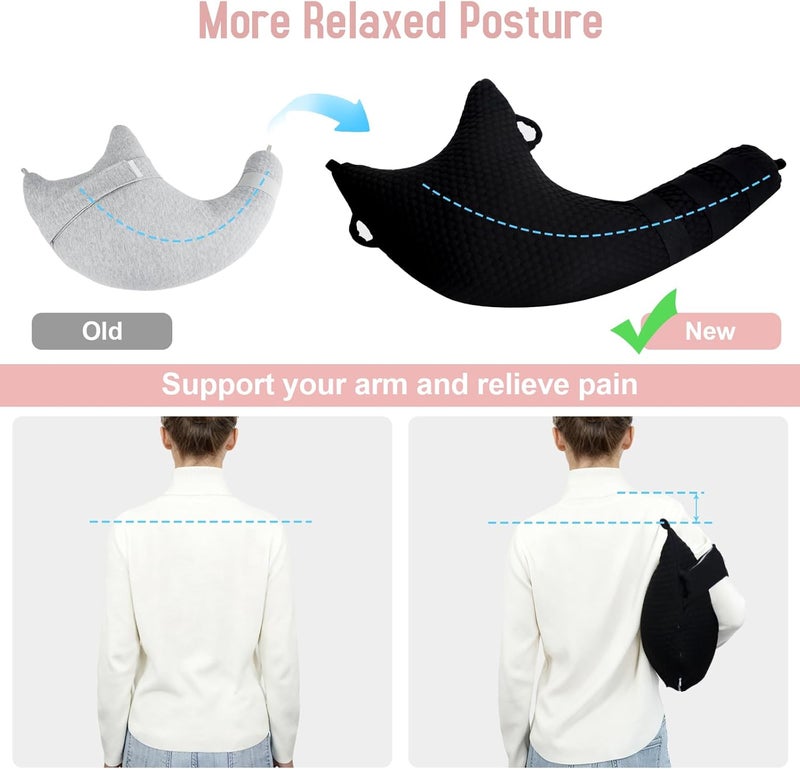 RoamReady Rotator Cuff Pillow, Removable Shoulder Support Pillow for Frozen Shoulder Relief, Post Arm Surgery Recovery Supplies, Broken Arm Cushion for Pain Relief and Side Sleeping, Black - Image 3